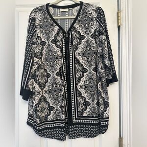 Belle by Kim Gravel 2X mixed media blouse 3/4 sleeve‎